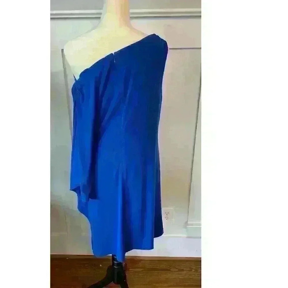 Eliza J. Cobalt Blue Plus Ruched Drape One Shoulder Cocktail Dress, sz 14 - Picture 13 of 16